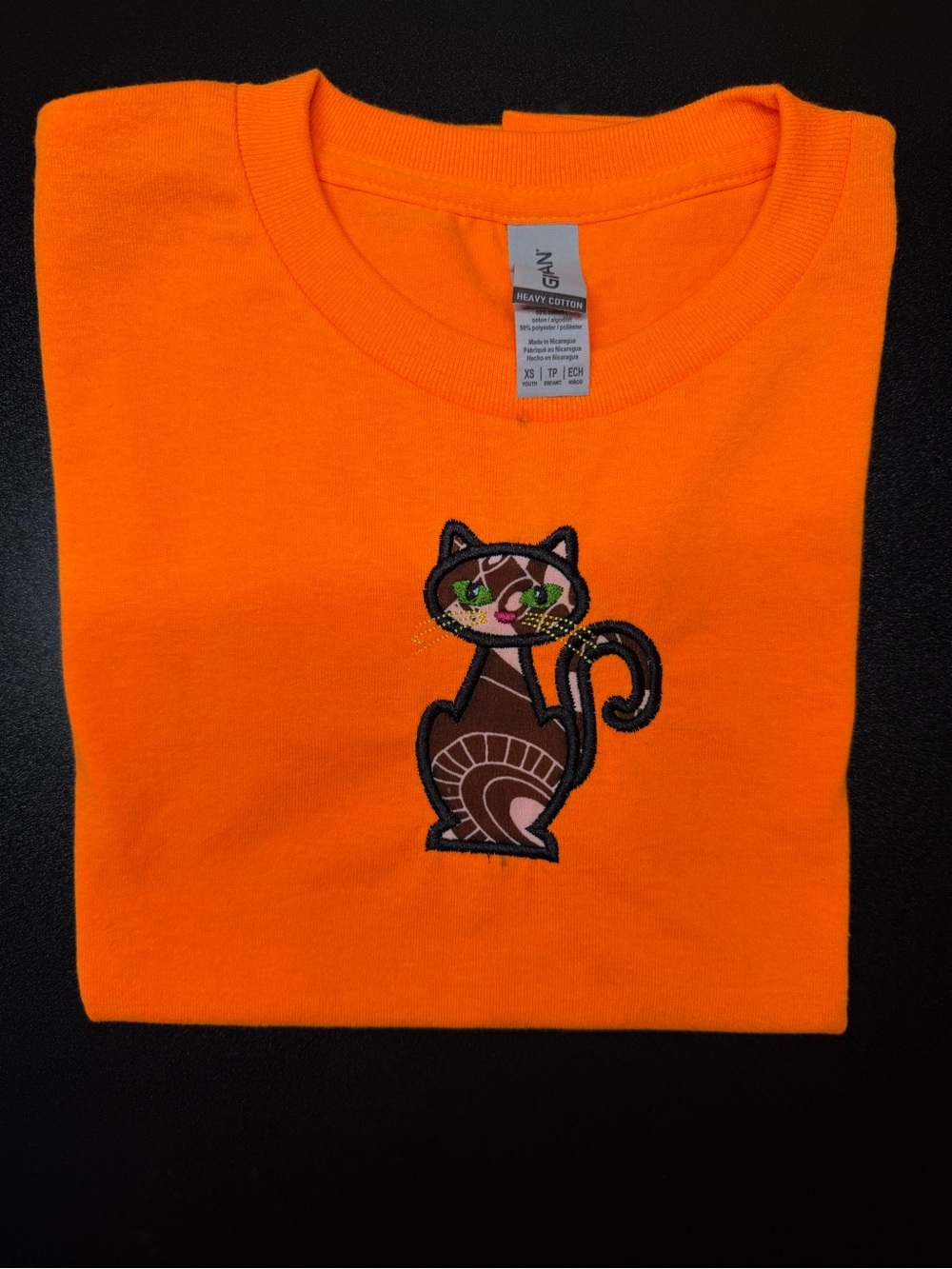 Orange Cat Embroidered Pet Tee - Heavy Cotton (prewashed)